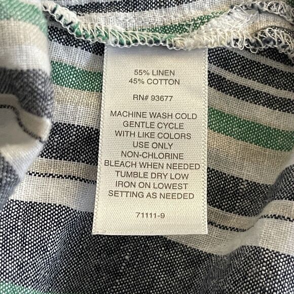 Liz Claiborne Dress Womens Plus Size 1X Striped Linen Cotton Pockets Knee Length - Picture 7 of 11